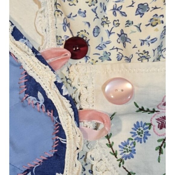 OOAK Magnolia Boho Indie Jacket Upcycle VTG Flour Sack Oversized Short L - XL - Picture 14 of 16